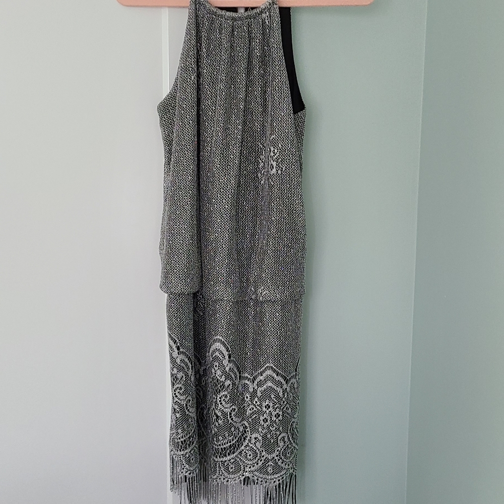 Glitter lace blouson dress
